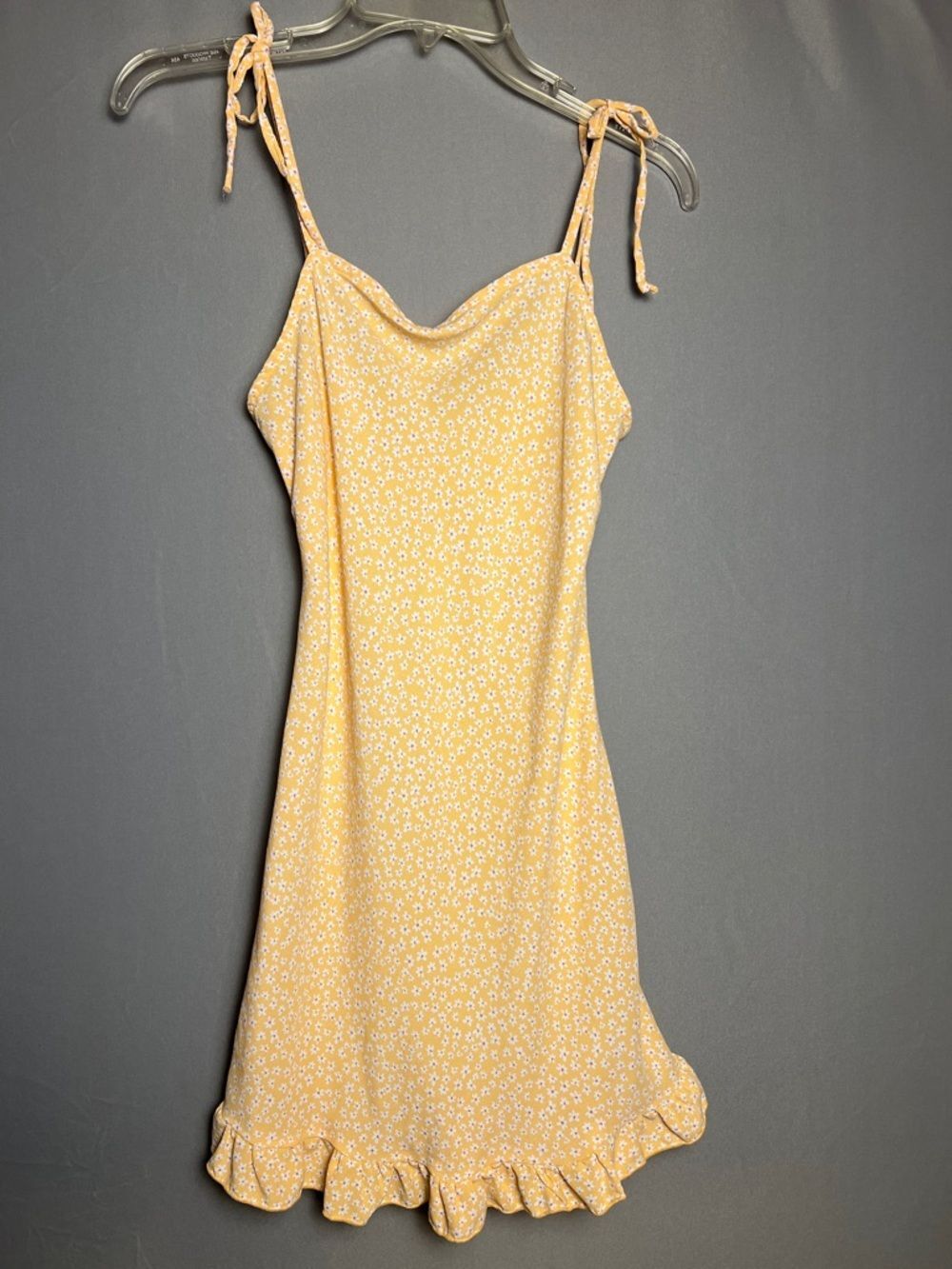 Altar'd State Yellow Daisy Tie-Shoulder Mini Dress